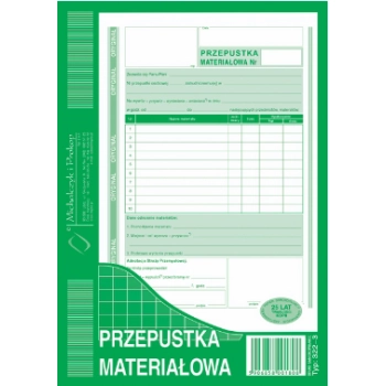 Przepustka materiałowa A5 322-3